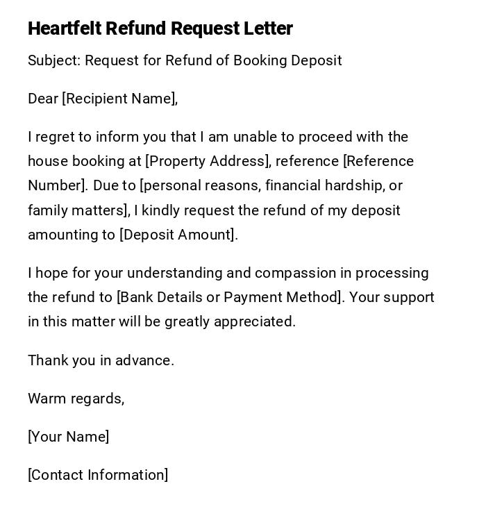 Heartfelt Refund Request Letter Heartfelt Refund Request Letter