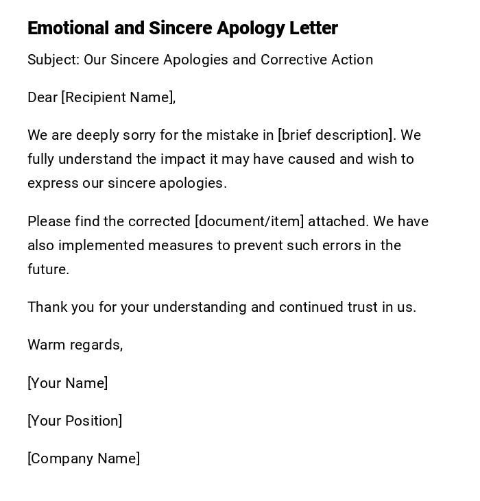 Emotional and Sincere Apology Letter