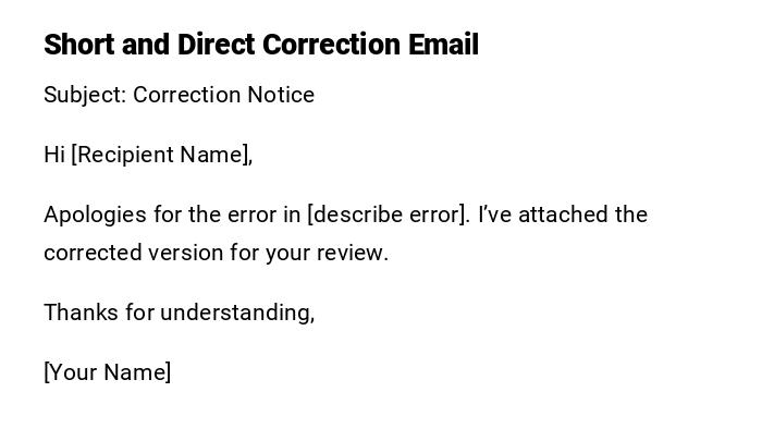 Short and Direct Correction Email