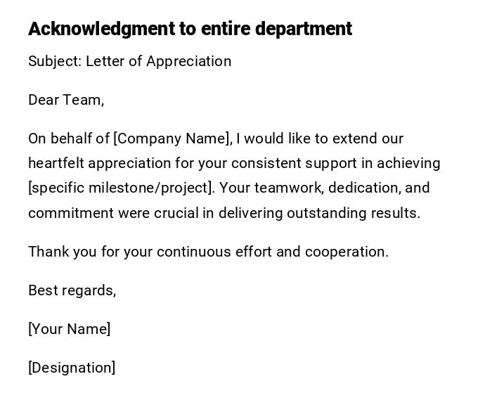 Acknowledgment to entire department Acknowledgment to entire department