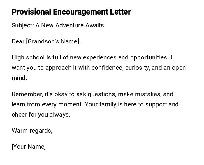 Provisional Encouragement Letter
