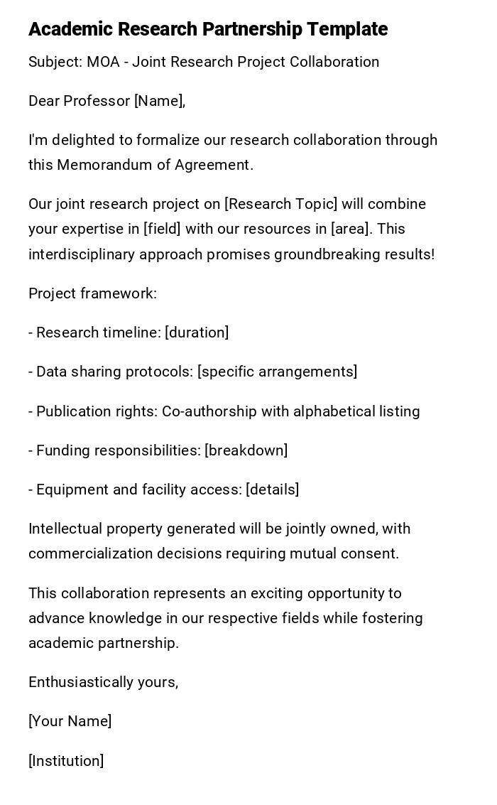 Academic Research Partnership Template Academic Research Partnership Template