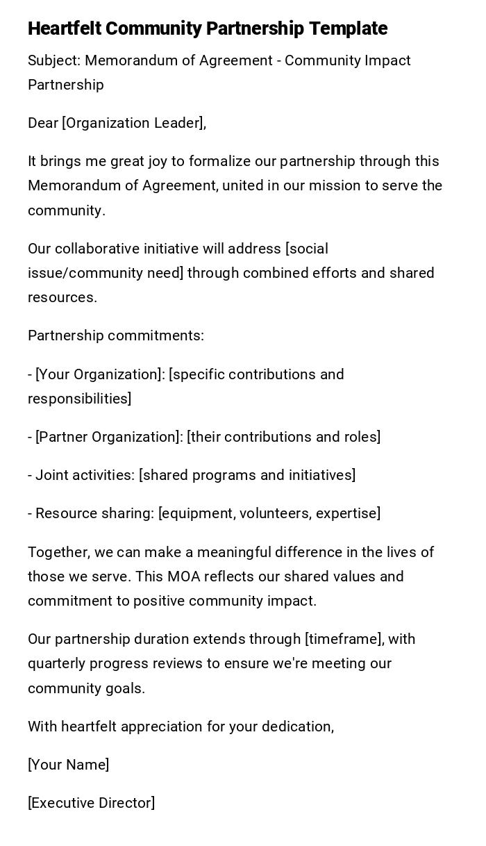 Heartfelt Community Partnership Template Heartfelt Community Partnership Template
