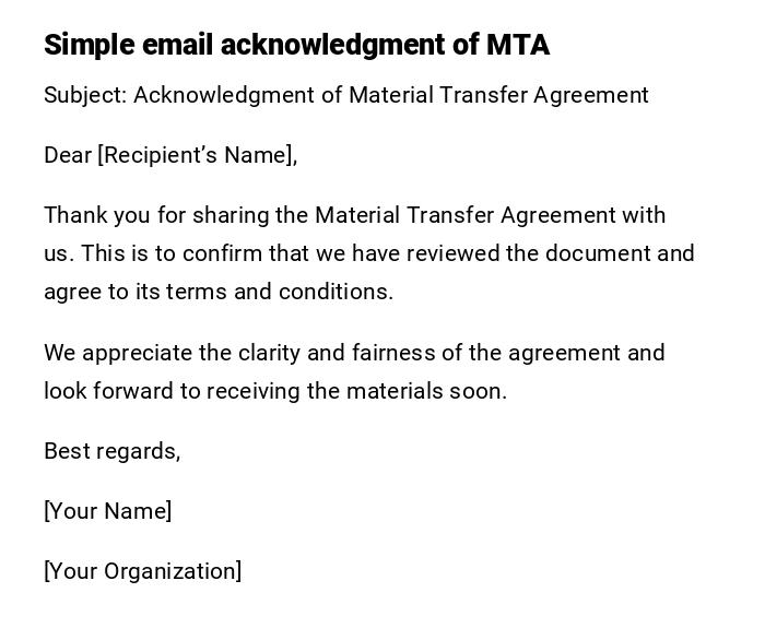 Simple email acknowledgment of MTA Simple email acknowledgment of MTA