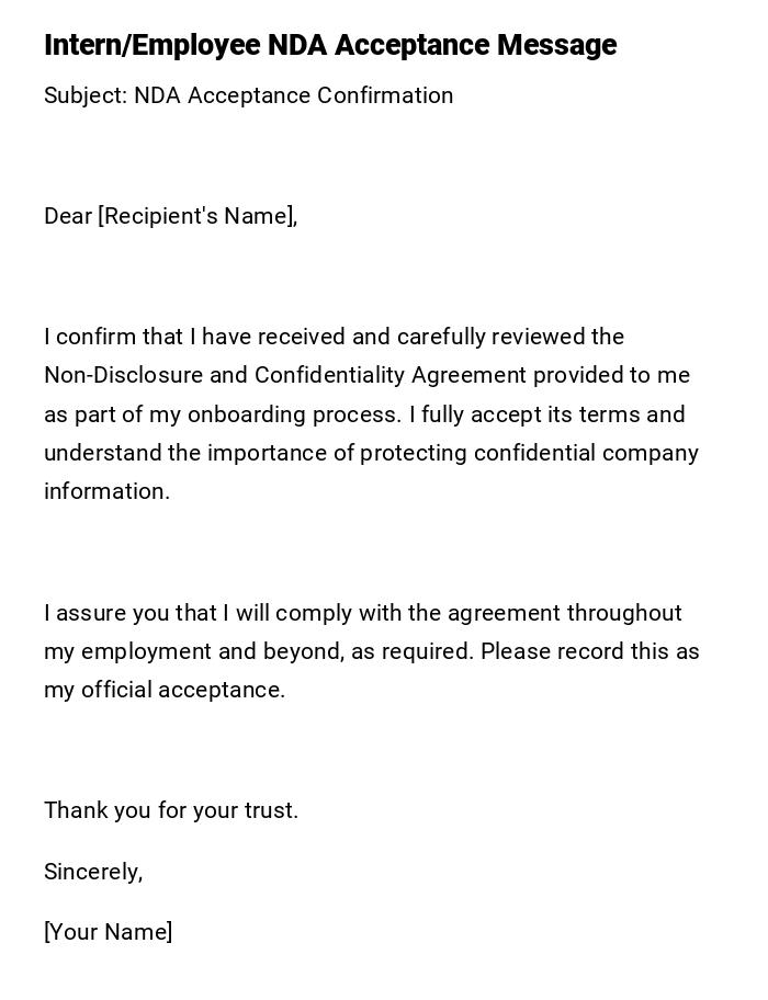 Intern/Employee NDA Acceptance Message