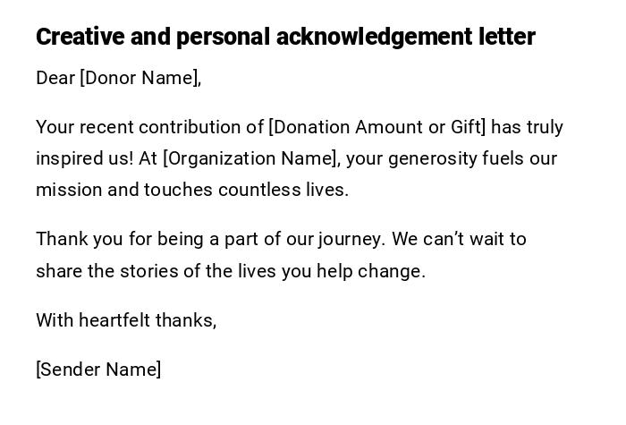 Creative and personal acknowledgement letter Creative and personal acknowledgement letter