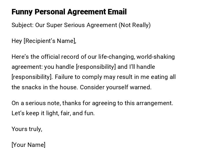 Funny Personal Agreement Email Funny Personal Agreement Email