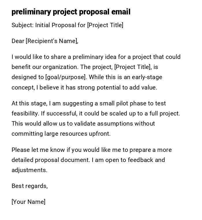 preliminary project proposal email