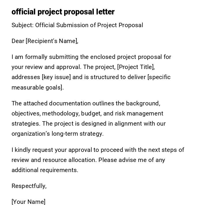 official project proposal letter