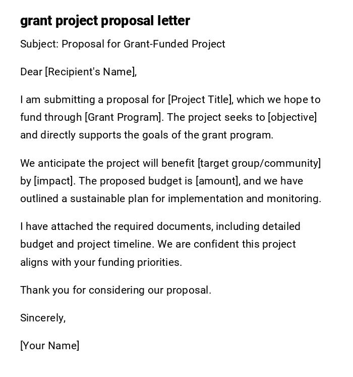 grant project proposal letter