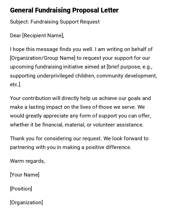 General Fundraising Proposal Letter