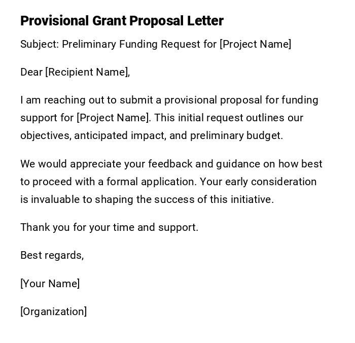 Provisional Grant Proposal Letter