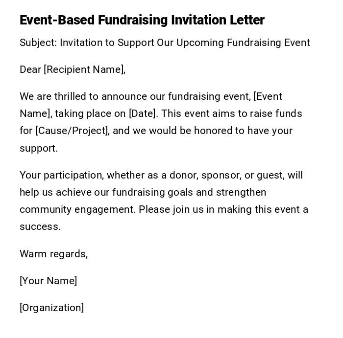Event-Based Fundraising Invitation Letter
