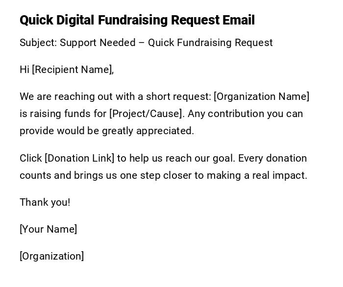 Quick Digital Fundraising Request Email