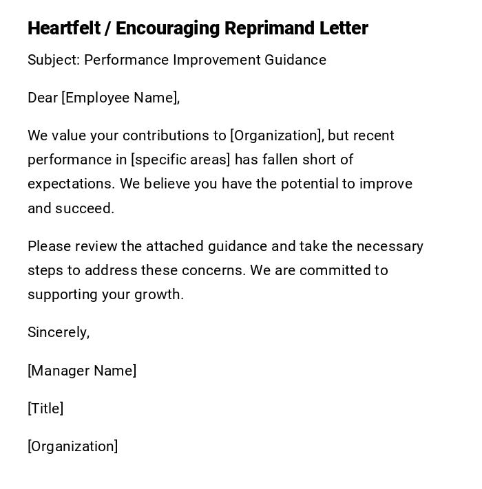 Heartfelt / Encouraging Reprimand Letter Heartfelt / Encouraging Reprimand Letter