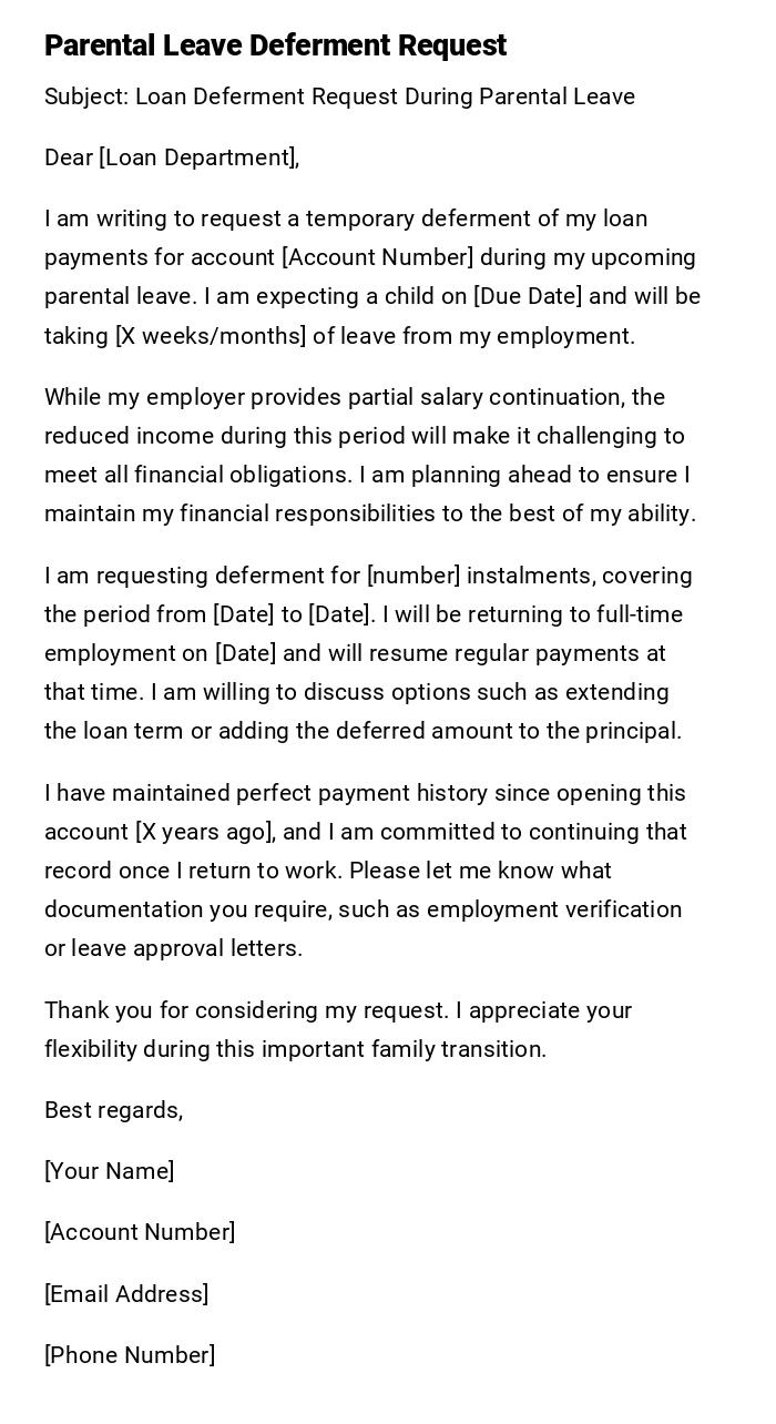 Parental Leave Deferment Request Parental Leave Deferment Request