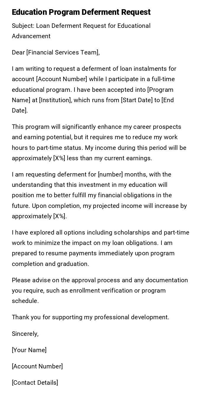 Education Program Deferment Request Education Program Deferment Request