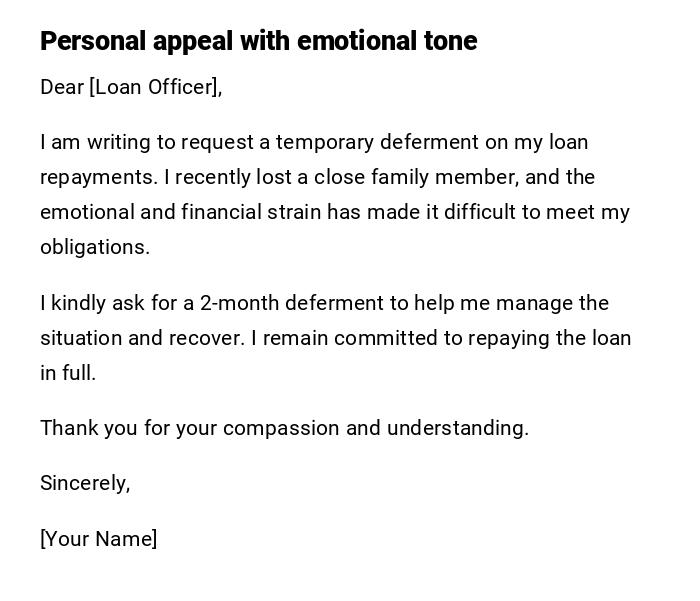 Personal appeal with emotional tone Personal appeal with emotional tone