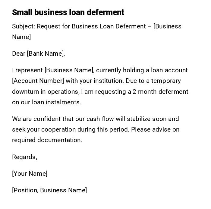 Small business loan deferment Small business loan deferment
