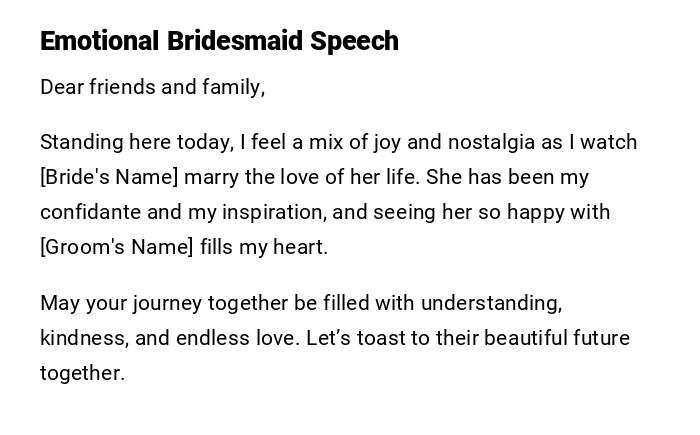 Emotional Bridesmaid Speech Emotional Bridesmaid Speech