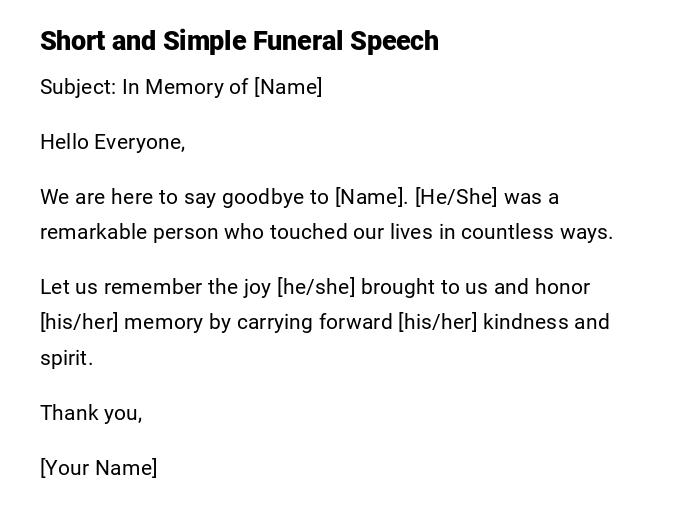 Short and Simple Funeral Speech Short and Simple Funeral Speech
