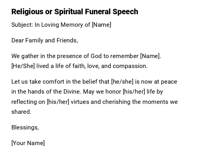Religious or Spiritual Funeral Speech Religious or Spiritual Funeral Speech