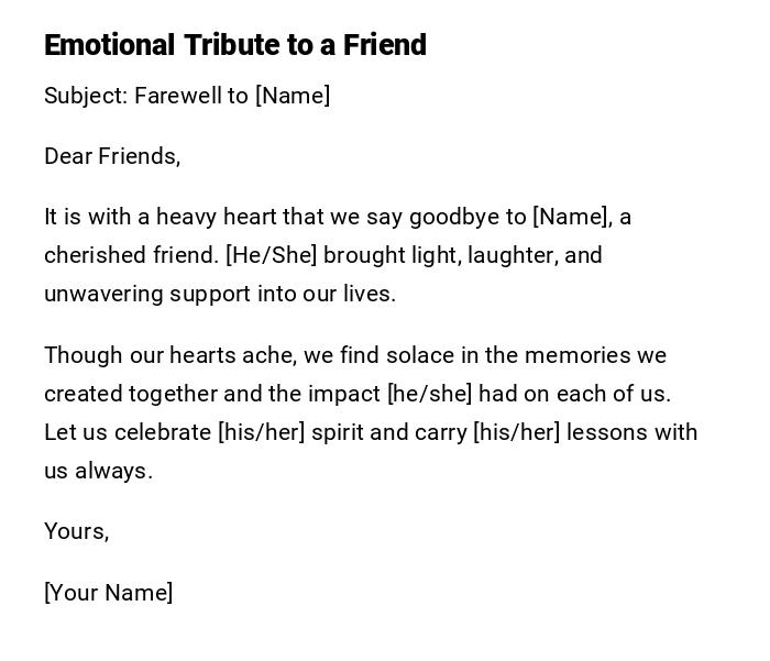 Emotional Tribute to a Friend Emotional Tribute to a Friend