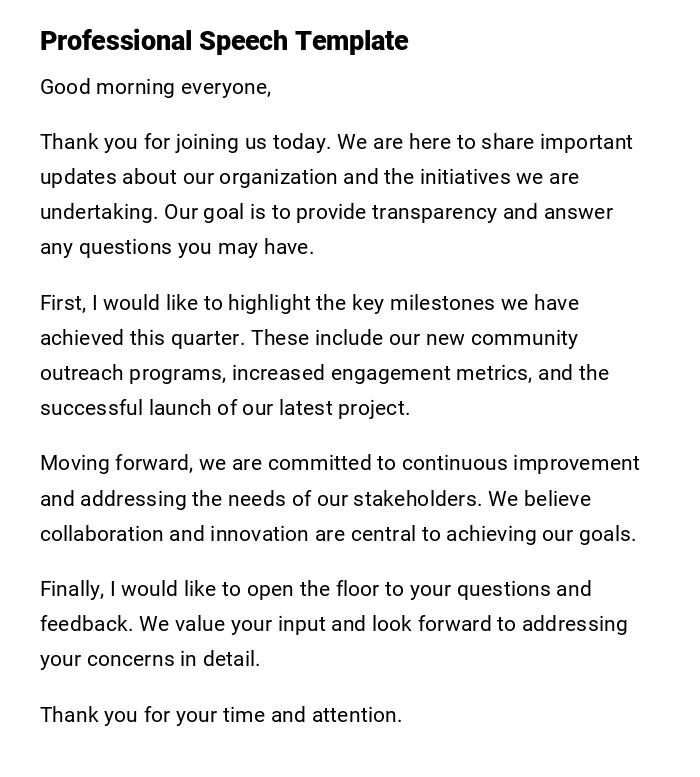 Professional Speech Template