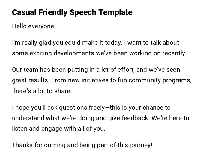 Casual Friendly Speech Template