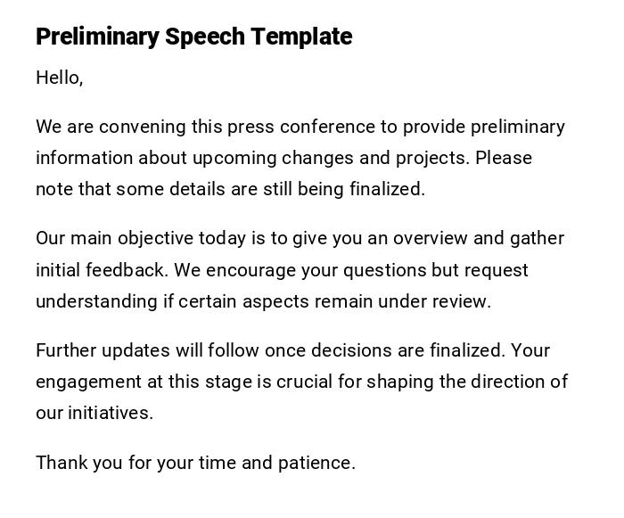 Preliminary Speech Template