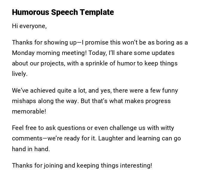 Humorous Speech Template