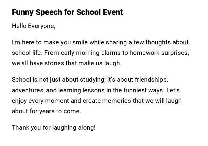 Funny Speech for School Event Funny Speech for School Event