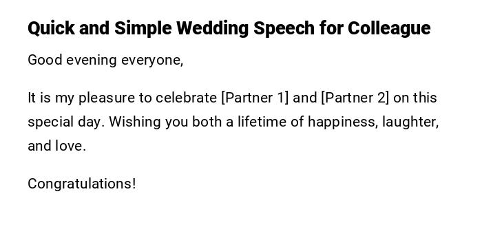 Quick and Simple Wedding Speech for Colleague Quick and Simple Wedding Speech for Colleague