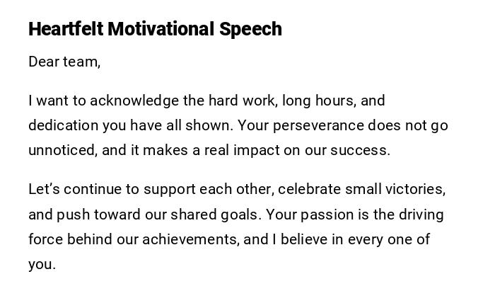 Heartfelt Motivational Speech Heartfelt Motivational Speech