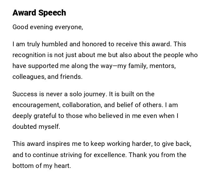 Award Speech Award Speech