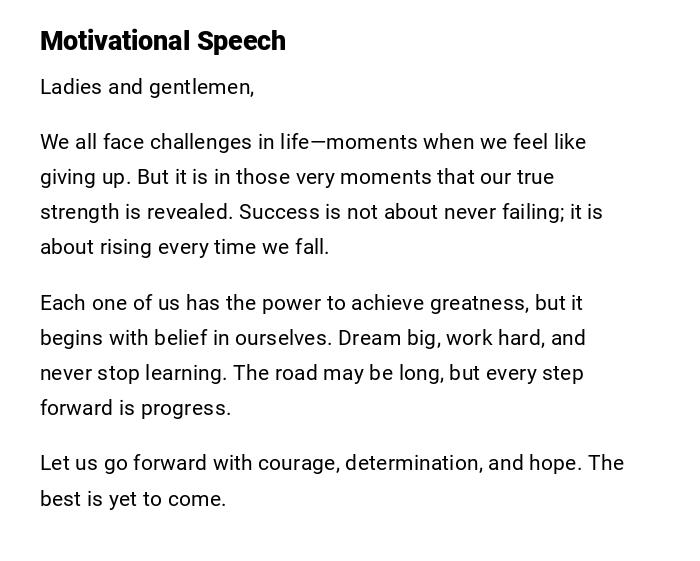 Motivational Speech Motivational Speech