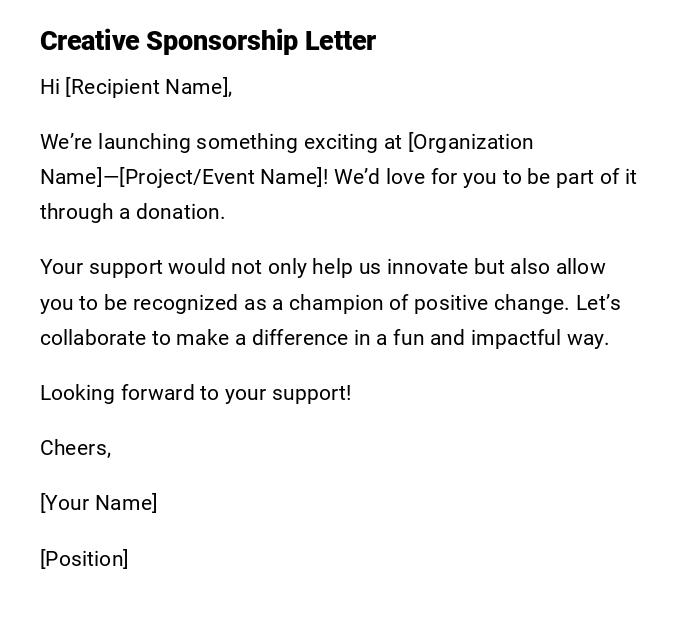 Creative Sponsorship Letter Creative Sponsorship Letter