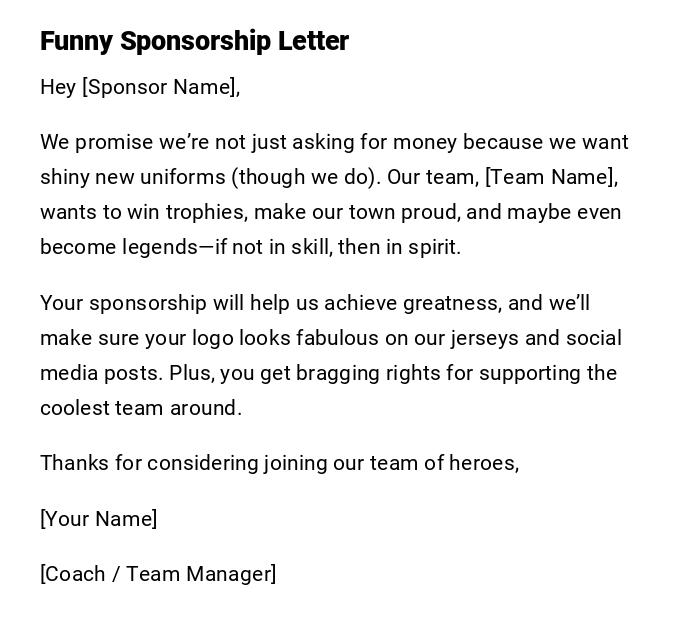 Funny Sponsorship Letter Funny Sponsorship Letter