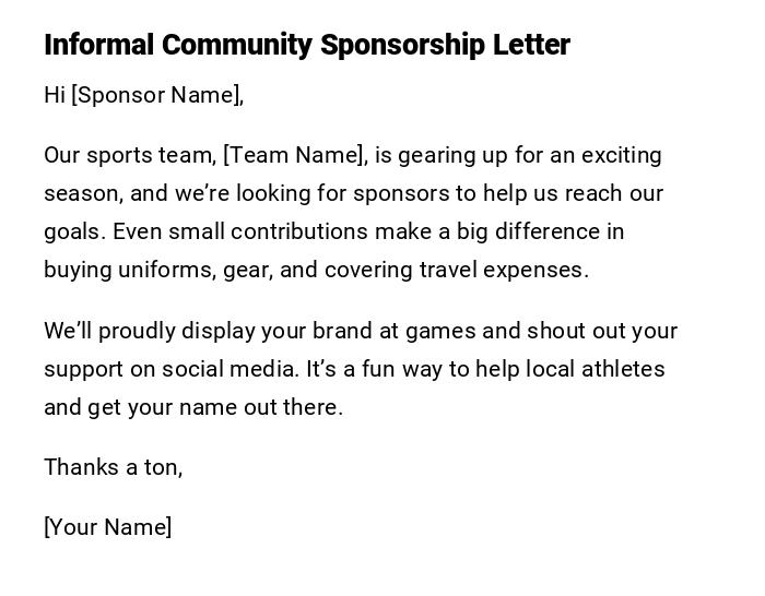Informal Community Sponsorship Letter Informal Community Sponsorship Letter
