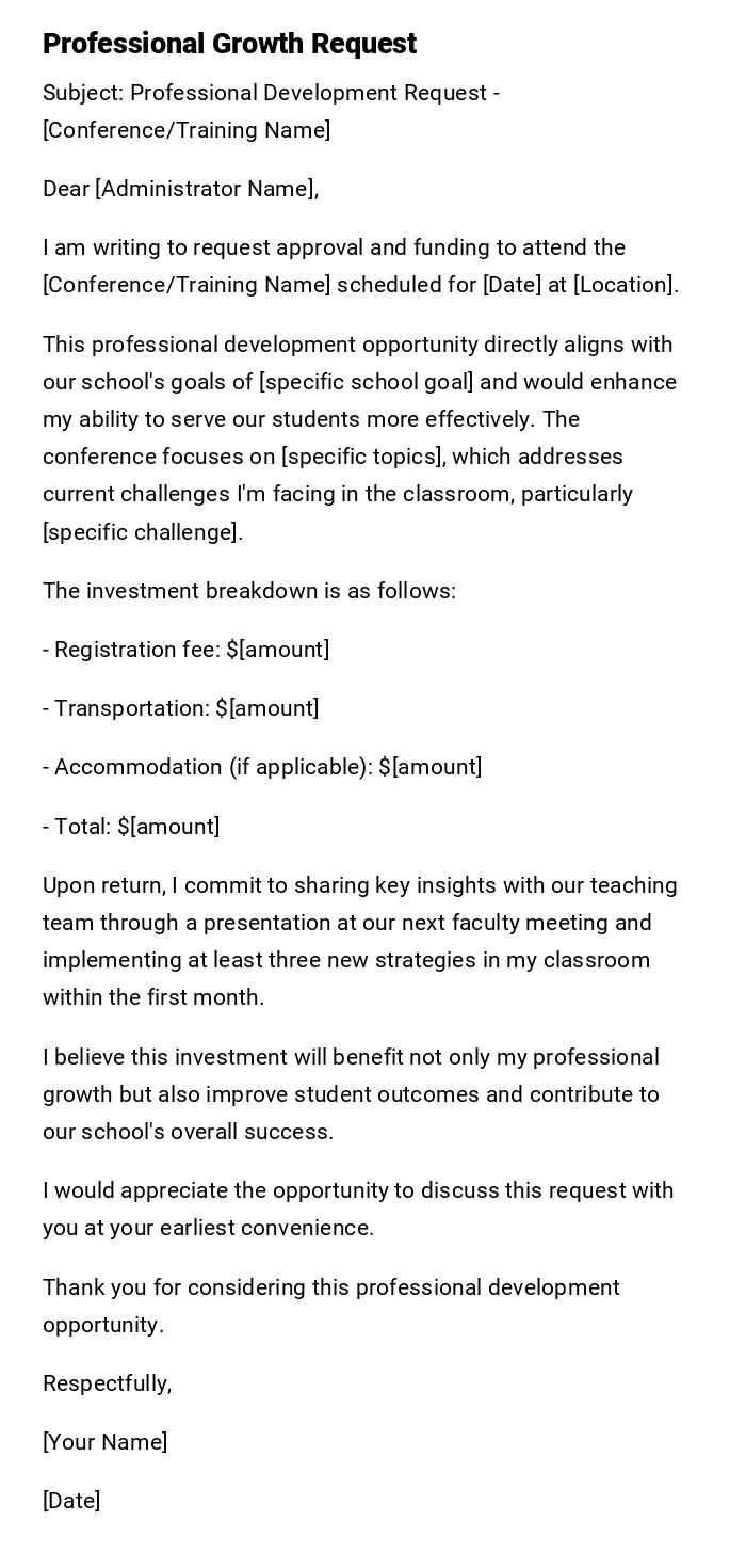 Professional Growth Request Professional Growth Request
