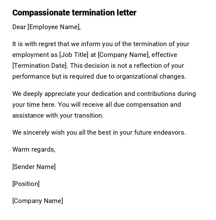 Compassionate termination letter Compassionate termination letter