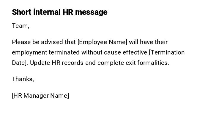 Short internal HR message Short internal HR message