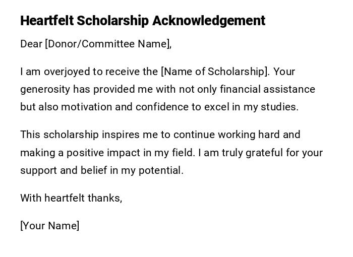 Heartfelt Scholarship Acknowledgement Heartfelt Scholarship Acknowledgement