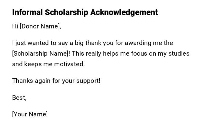 Informal Scholarship Acknowledgement Informal Scholarship Acknowledgement