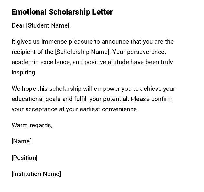 Emotional Scholarship Letter Emotional Scholarship Letter