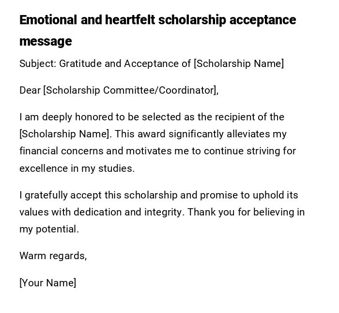 Emotional and heartfelt scholarship acceptance message Emotional and heartfelt scholarship acceptance message