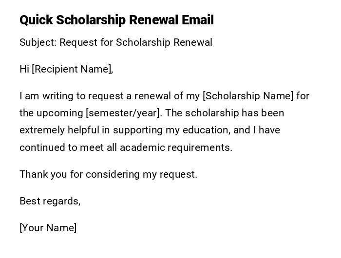 Quick Scholarship Renewal Email Quick Scholarship Renewal Email