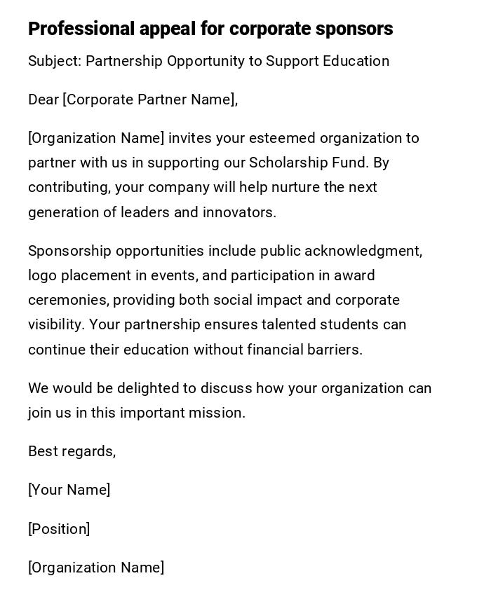 Professional appeal for corporate sponsors