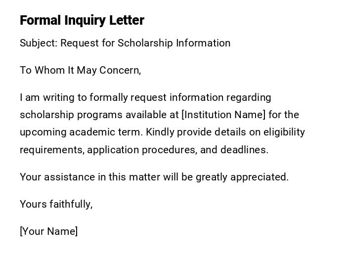 Formal Inquiry Letter