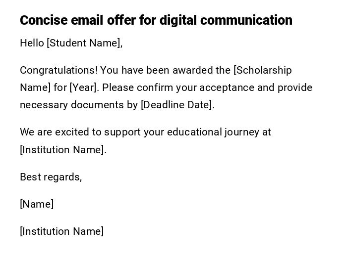 Concise email offer for digital communication Concise email offer for digital communication